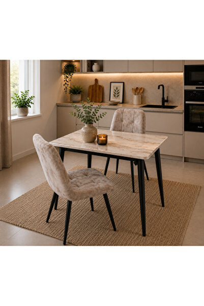 N.zone Modern Dining Table Set with 2 Chairs - Sleek Design and Premium Mater...