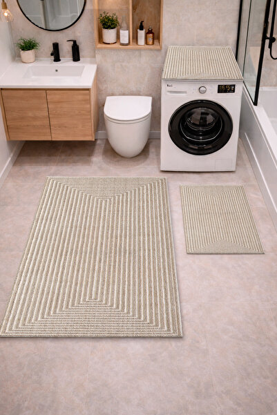 Getcarpet Non-Slip Base Digital Printed 3-Piece Bathroom Mat Set – Washing Ma...
