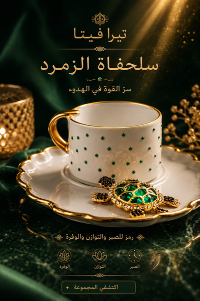 luxurychampagnetr فنجان قهوة تركي فاخر من الزمرد، فنجان ذهبي من البورسلين مع ...