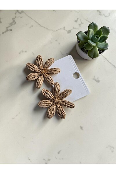 ELMERIAJEWELRY Hasır Örgü Çiçek Küpe