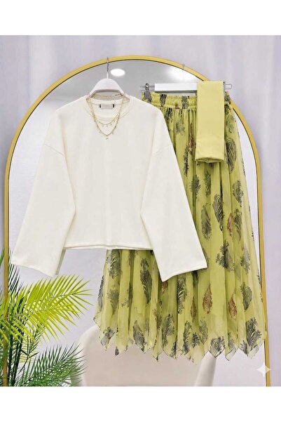 MODA VEDAT Women's Oy-So Blouse Tulle Patterned Skirt Set -0570 (Excluding Sh...