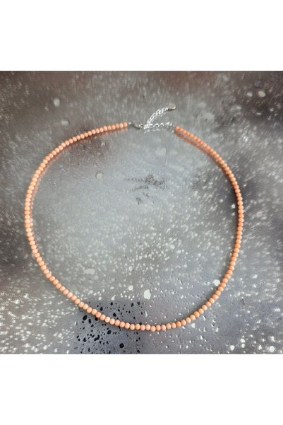 DRUZY Colier coral roz, pietre semipretioase, Wave #94