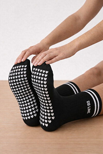 DB LİNE Pamuklu kaydırmaz silikon pilates çorabı
