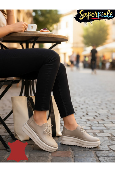 ANGEL BLUE Pantofi casual dama piele naturală cu platformă