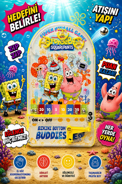BigsToy PinBall Sunger Bob Eğitici Retro Oyuncak Sarı ZRN82sungersarı