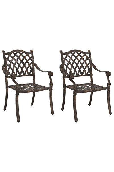 vidaxl Scaun pentru Grădină 2 pcs Bronz 56 x 55 x 92.5cm Aluminiu