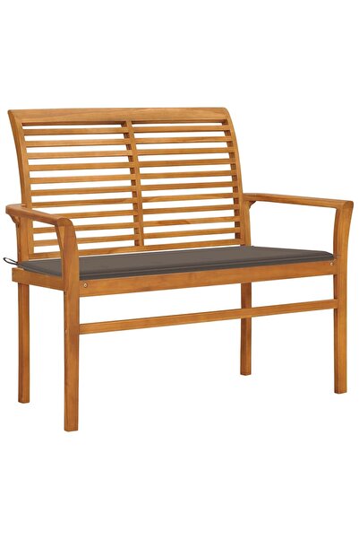 vidaxl Garden bench, with taupe grey Pillow , 112 cm, solid teak wood