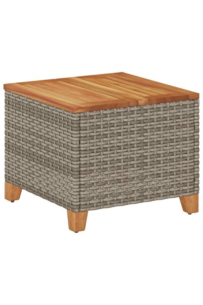vidaxl Garden table, gray, 45x45x37 cm, polyrattan and acacia wood