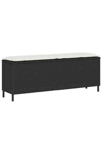 vidaxl Bancă de grădină cu pernă neagră 110x30x40,5 cm Poly Rattan