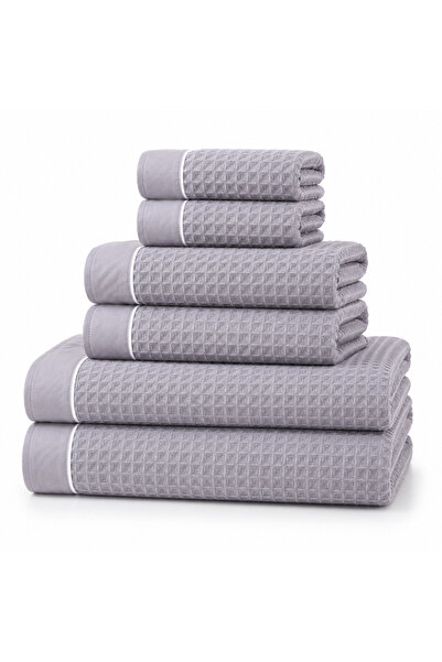 Donetella Pack of 6 Waffle Towel Set – 310 GSM Microfiber, Soft, Absorbent & ...