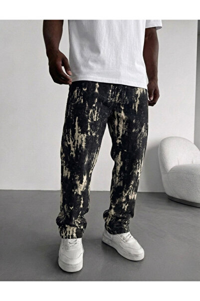 OUTFİT MAN Patterned Vintage Baggy Jean Black