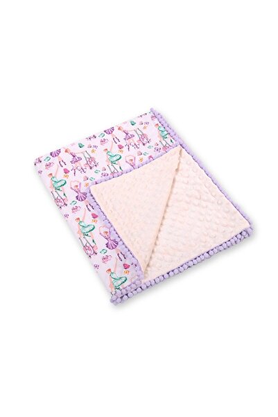 Bobono Paturica din bumbac cu doua fete 90x75 cm Minky Ballerinas Lilac