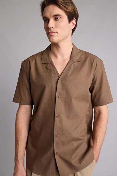DeFacto Regular Fit Linen Short Sleeve Shirt H5708Ax26Sm