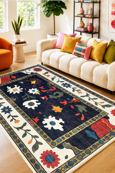 Conn Machine Washable Anti-Slip Base Stain Resistant Digital Living Room Rug Kitchen Carpet and Runner