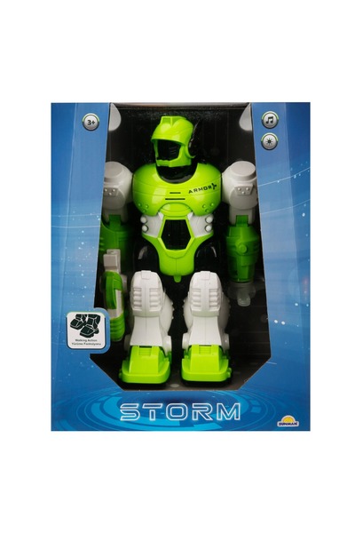 Sunman Robot cu lumini si sunete, Storm Brave, Verde, 25 cm
