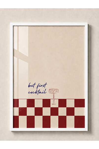 artera casa But First Cocktail Retro Modern Poster Tablo