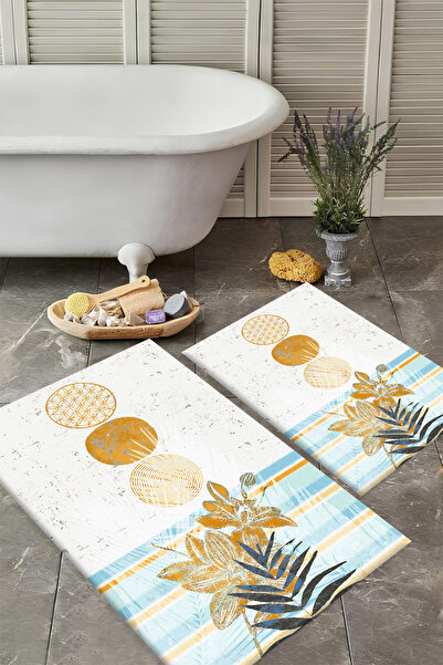 VİVİCAHOME Washable Non-Slip Based 2-Piece Bath Mat Set Stylish Design Bath Mat