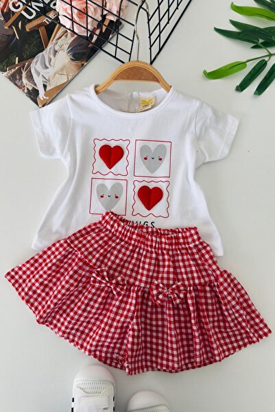 Minigimin Cicileri My Little Girl's Heart Detailed Gingham Shorts Baby Girl 2...