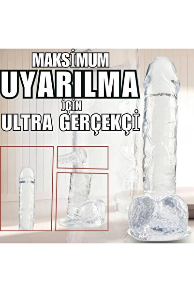 Genel Markalar 22 cm Şeffaf Jel Dildo Esnek Silikon Yapay Penis Realistik Tasarım