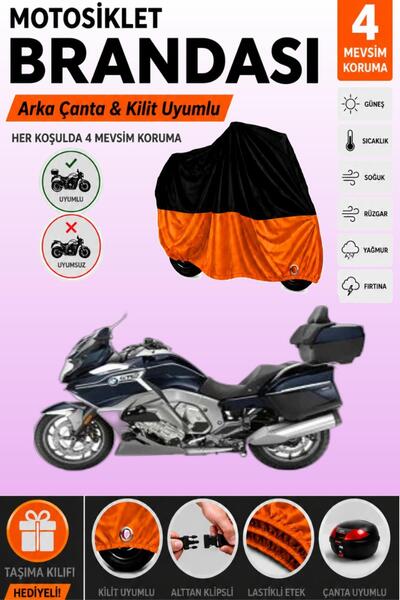 Cemku Double Black Top - Orange Bottom, Rear Bag Compatible Bmw K 1600 Gtl Mo...