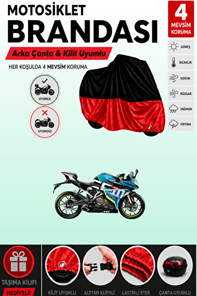Cemku Double غطاء علوي أسود - سفلي أحمر، غطاء خلفي متوافق مع دراجة CFmoto 250...