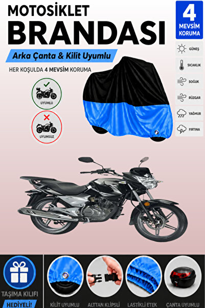Cemku Double Black Top - Blue Bottom, Rear Bag Compatible Kanuni Leopard Moto...