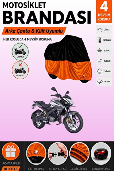 Cemku Double Black Top - Orange Bottom, Rear Bag Compatible Bajaj Pulsar Ns 2...