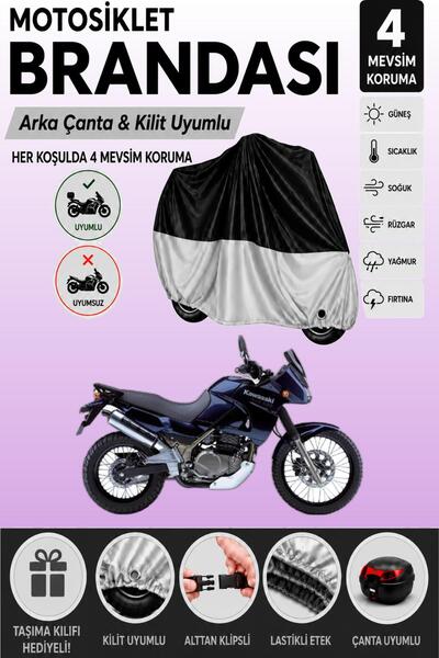 Cemku Double Black Top - Gray Bottom, Rear Bag Compatible Kawasaki Kle 500 Mo...