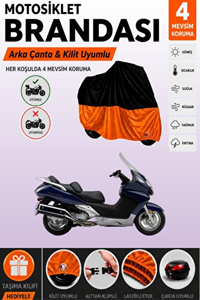 Cemku Double Black Top - Orange Bottom, Rear Bag Compatible Honda Sw T600 Mot...