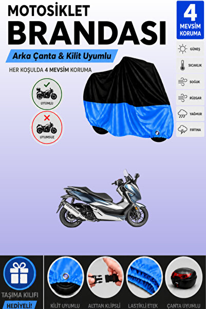 Cemku Double Black Top - Blue Bottom, Rear Bag Compatible Honda Forza 250 Mot...