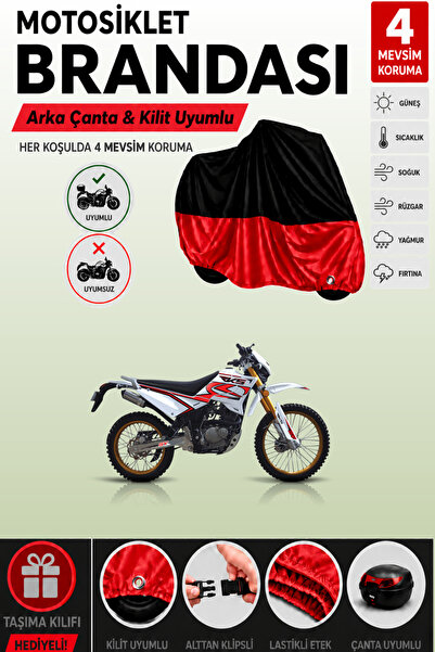 Cemku Double Black Top - Red Bottom, Rear Bag Compatible Rks Rk200-R Motorcyc...