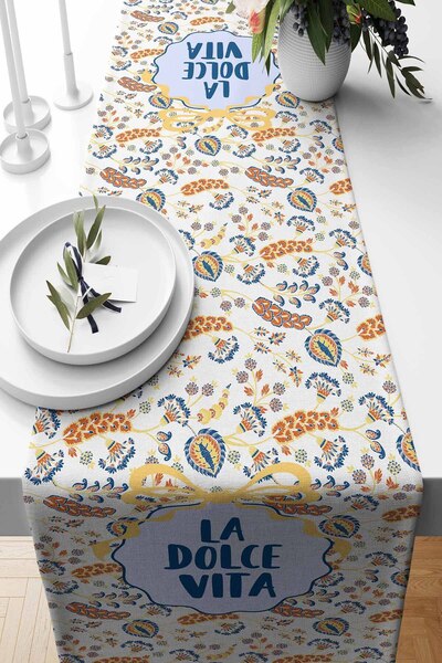 Pilloveland Decorative Digital Printed Suede Runner 40X140 cm - La Dolce Vita