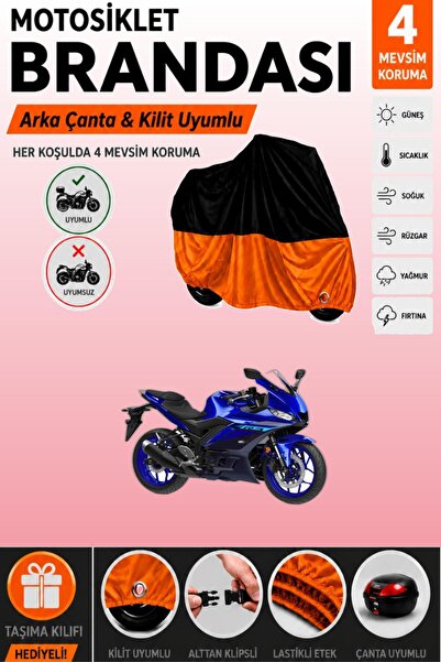 Cemku Double Black Top - Orange Bottom, Rear Bag Compatible Yamaha Yzf R3 Mot...