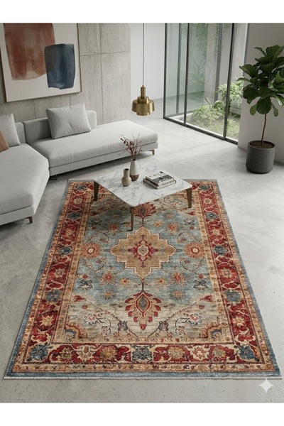Babil Home Dekoratif Halı Kaymaz Taban Leke Tutmaz Yıkanabilir Kilim Özel Ölç...