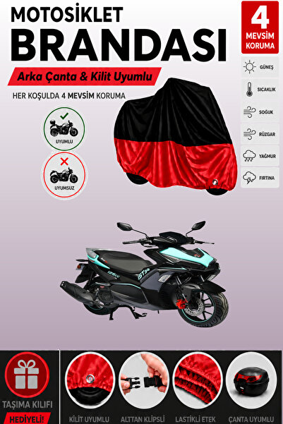 Cemku Double Black Top - Red Bottom, Rear Bag Compatible Motolux Ist 34 Motor...