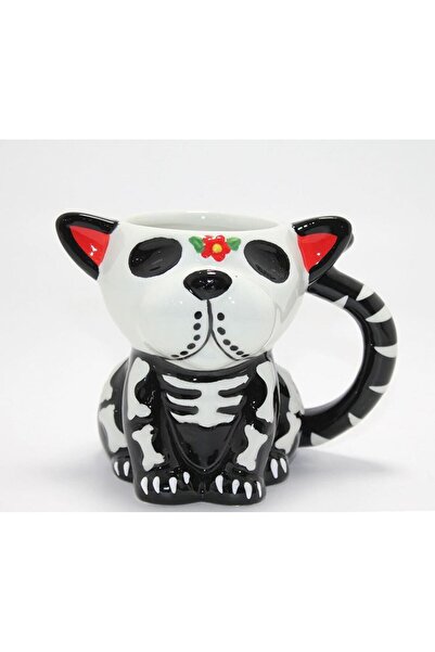 Mestore Day of the Dead 3D Embossed Porcelain Mug with Dog Figure Alk4896