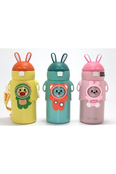 Mestore Cute bear figured steel thermos with rabbit ears alk4635