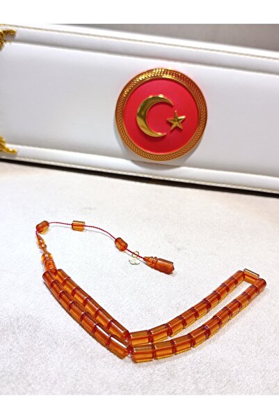 HALİL KOÇAK سبحة من حجر العنبر الناري مصنوعة يدويًا بحرفية عالية
