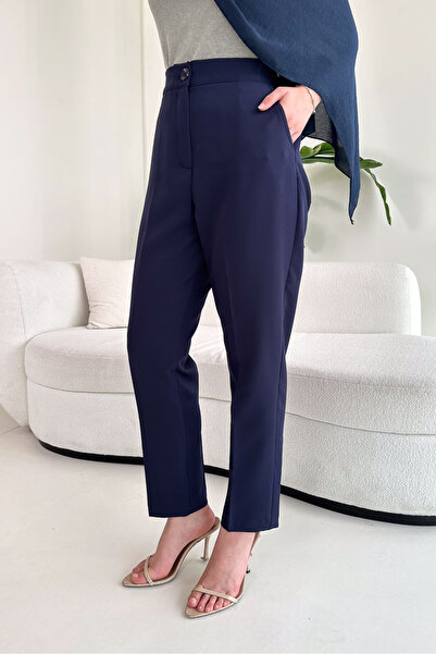 Ovn. Elastic Waist Crepe Trousers - Navy Blue
