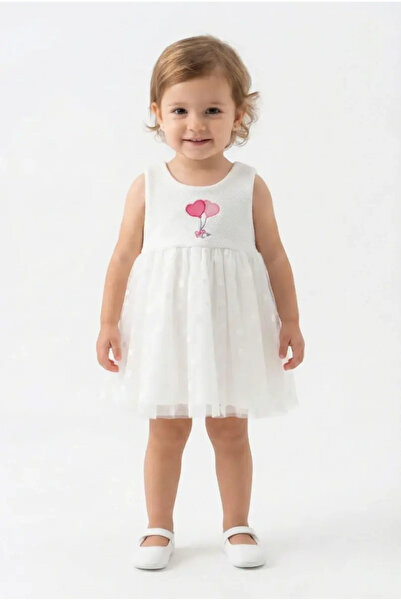 Melomio Baby Kids فستان من التول على شكل قلب من نوع بيتيك بلون إكرو