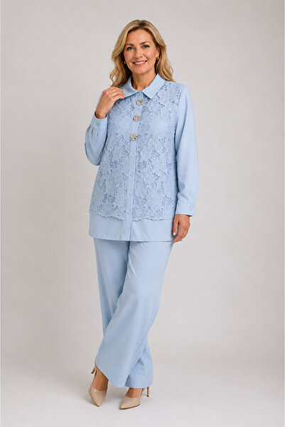 FUAT GÜRSEN Modal Blend Tunic Trousers with Guipure Detail