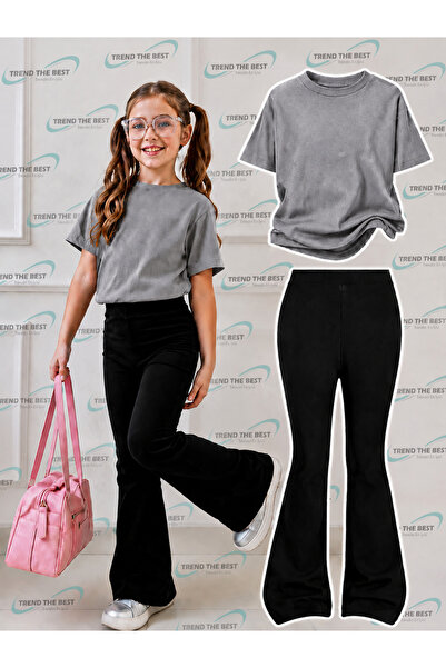 TREND THE BEST Trendin En İyisi Summer Black Spanish Flared Pants and Tshirt,...