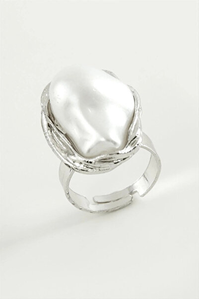 Marsilyan Nvdn- Oval Pearl Metal Ring Iegrs-Nvdn1
