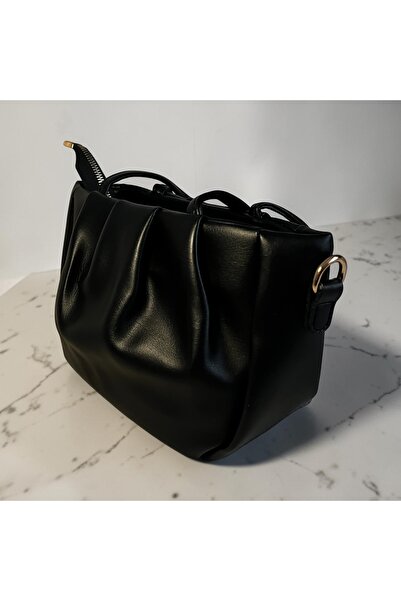 BOEM BAG Pileli Midi deri çanta
