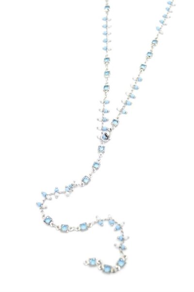 atastore2017 Blue Stone Y Necklace - Silver