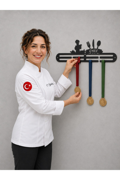 Serend CHEF, GASTRONOMİ, AHÇI, ŞEF MADALYA ASKISI - METAL ÜRÜN - ELEKTROSTATİK TOZ BOYALI - 2,5mm kalınlık