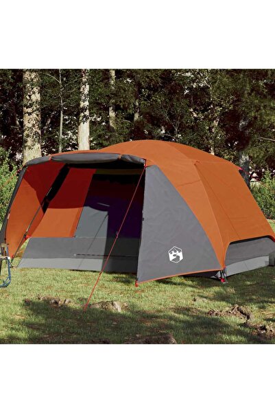 vidaxl Cort de camping cu veranda 4 persoane, portocaliu, impermeabil