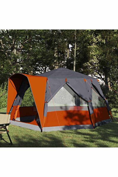 vidaxl Cort pentru 5 persoane Gri si Portocalie 333 x 317 x 194 cm