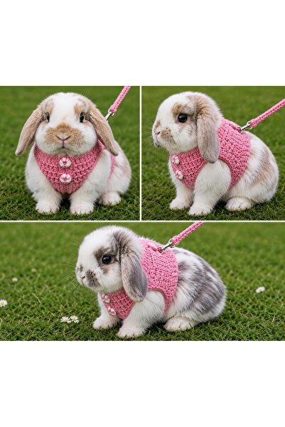 Berliva Home Sevimli Şeker Düğmeli Tavşan Göğüs Kayışı (Pembe)(Bel 18cm Uzunl...