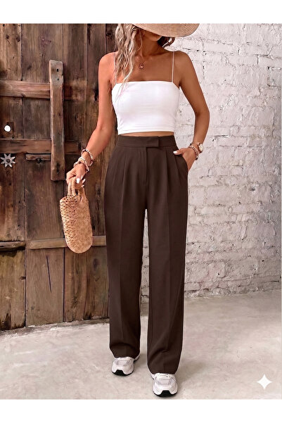 BORCKA TEKSTİL High Waist Gathering Lycra Pants with Velcro Closure Both Styl...
